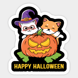 Funny Cat Halloween Pumpkin Sticker